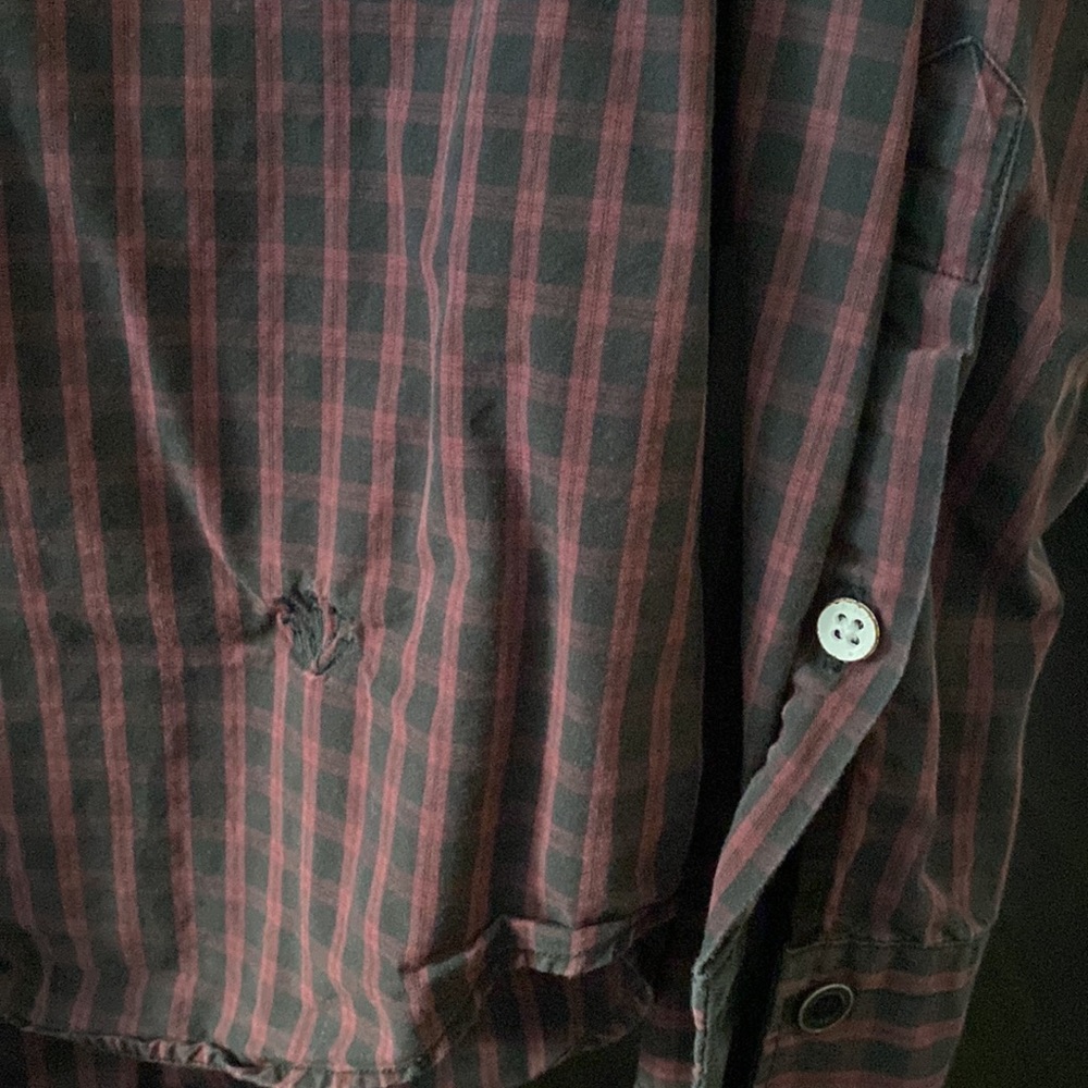 Rag & Bone Maroon Black Check Button Up - image 3